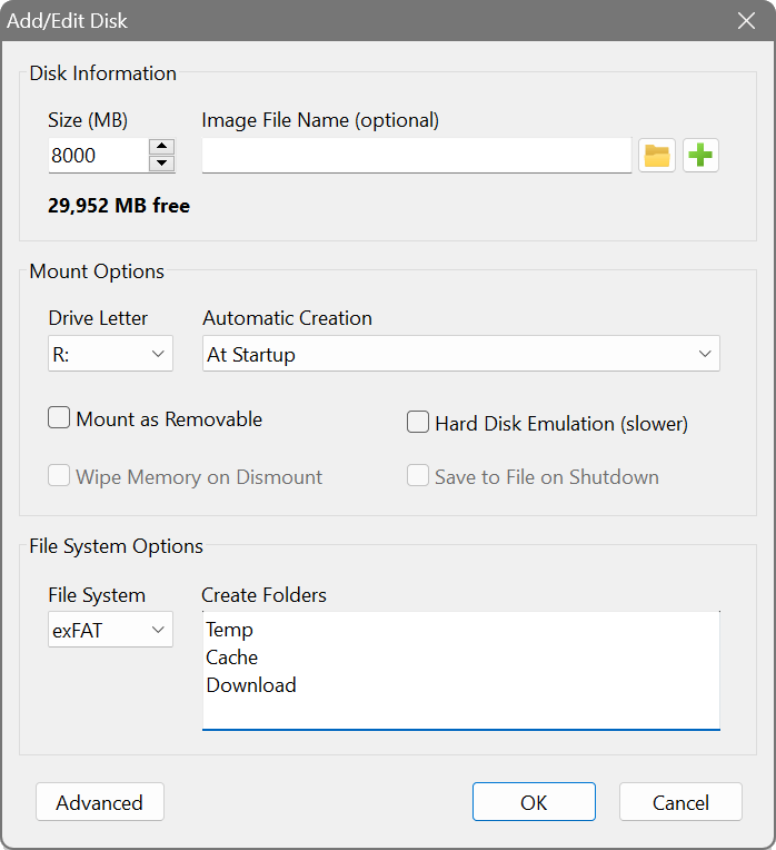 Add disk window