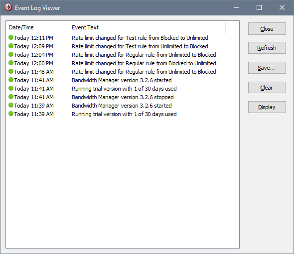 Event Log Viewer window