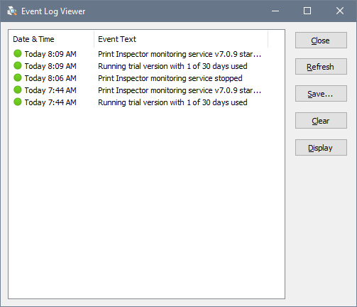 Event Log Viewer window